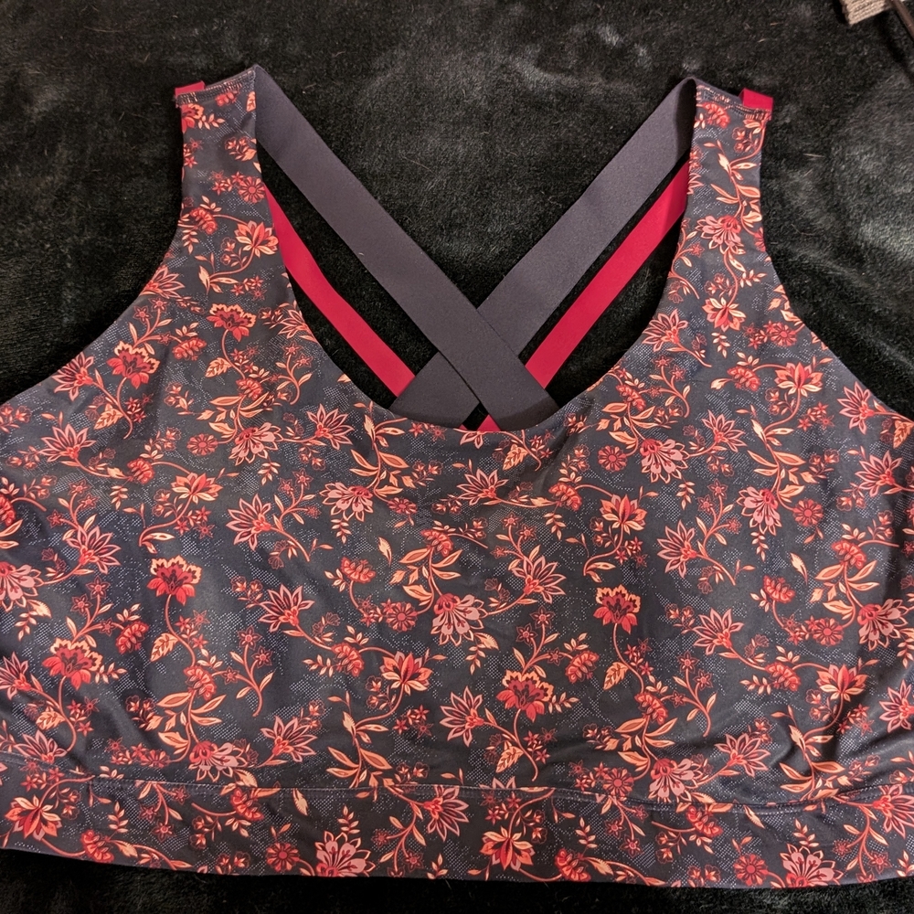Old Navy Floral Sports Bra - Black and Red
